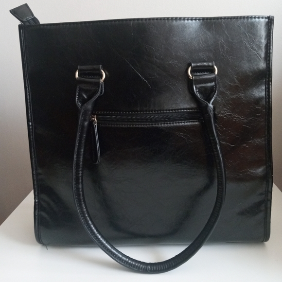 🖤👜 Black & Gold Tote Bag | Jessica | Laptop Work School Travel | 14" x 14" - Picture 2 of 11